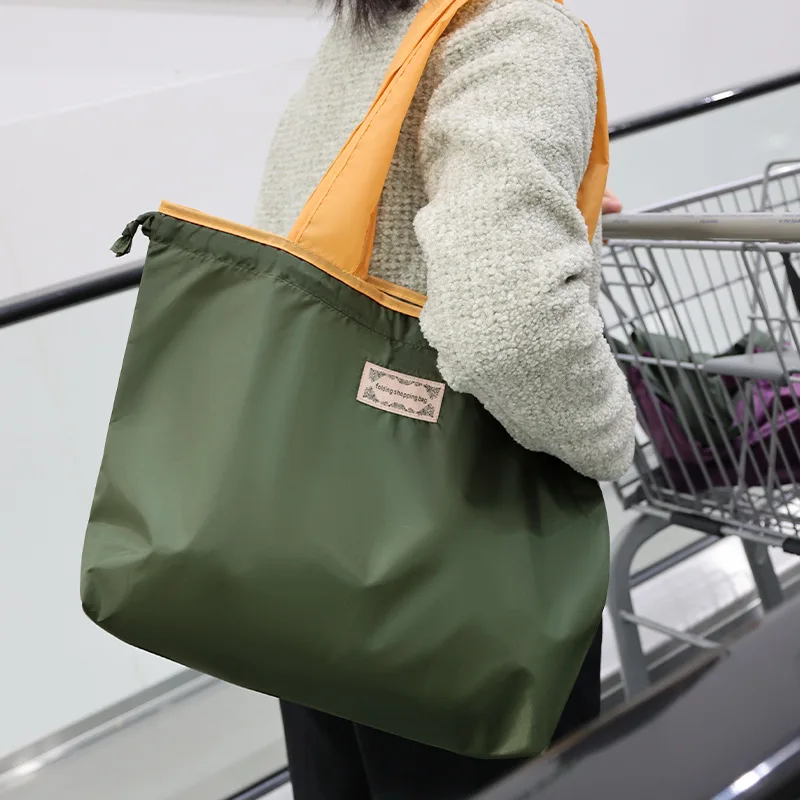 Foldable Eco-Friendly Shoulder Bags Large Capacity Reusable Shopping Bag Waterproof Drawstring Vegetable Fruit Bag Droshipping