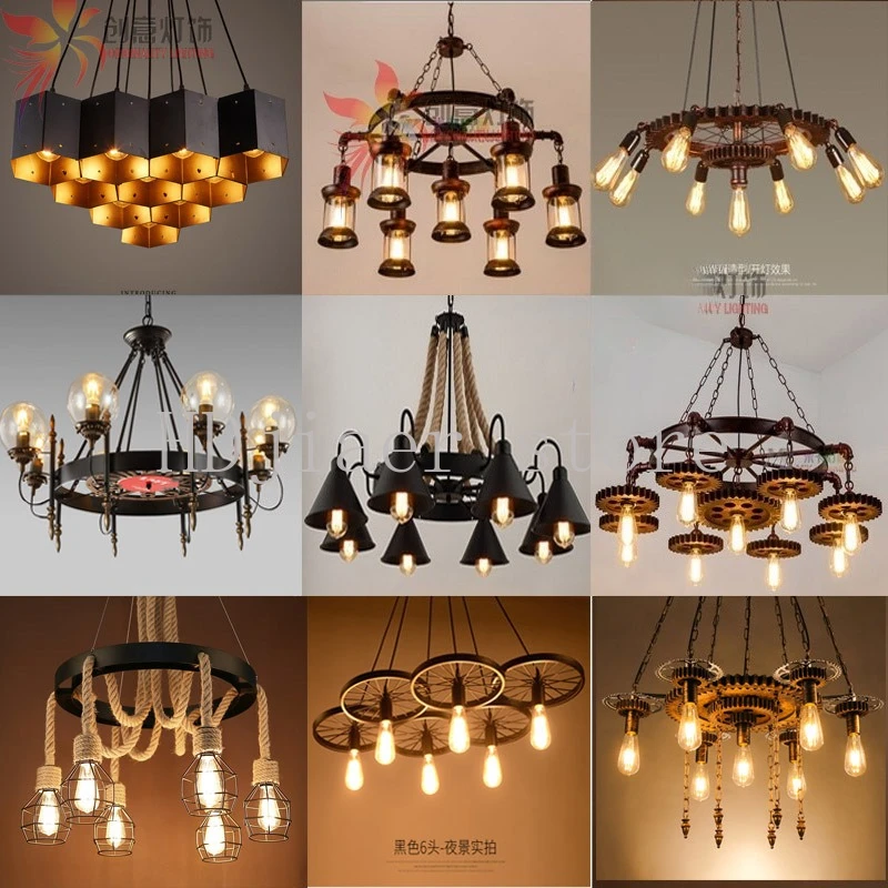 

Creative retro personality hemp rope lamp restaurant clothing store hair salon bar industrial style pendant lamp iron art