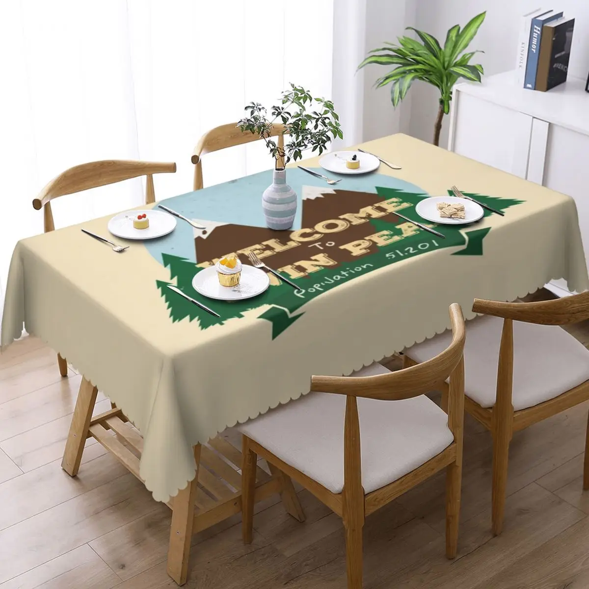 Welcome To Twin Peaks 6 Customized Rectangular Tablecloth Oilproof Table Cover for Festival Party Decorations Table Cloth