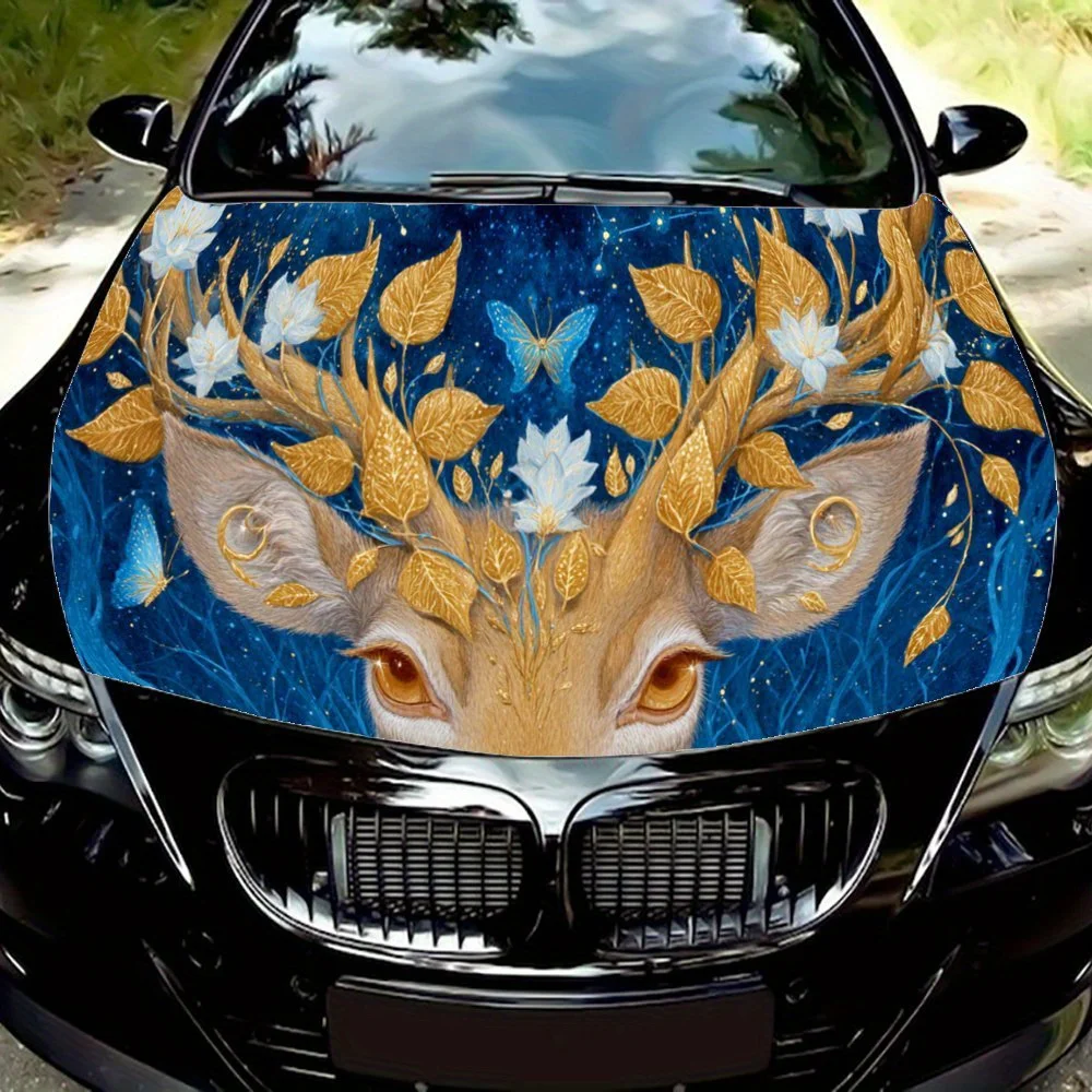 

Deer in Starry Night Sky,Car Hood Decal, Self-Adhesive Waterproof PVC Car hood Sticker,Car Decoration Scratch Resistant Sticker