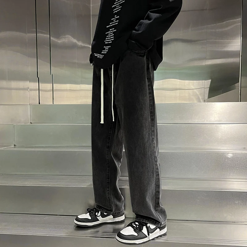 

Loose Fit Casual Workwear Jeans Men's Spring Autumn New Sle Elastic Waist Corduroy Long Pants Youth ular Straight Leg Jeans