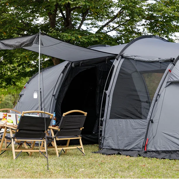 Family Camping Tent with Aluminum Poles, 210T Ripstop Connectable Channel Tent