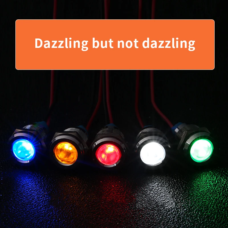 1pcs 6mm 8mm 10mm 12mm Metal LED Warning indicator light Waterproof IP67 Signal Lamp Pilot Wires switch 6V 12V 24V 220V Red Blue