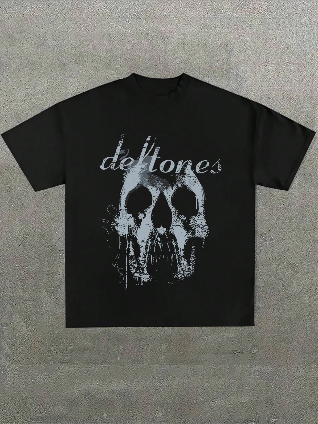 

Skull And 'defton Es' Band Tribute Printed Casual Soft Short Sleeve Pure Cotton T - Shirt Unisex Cotton Graphic T Shirts