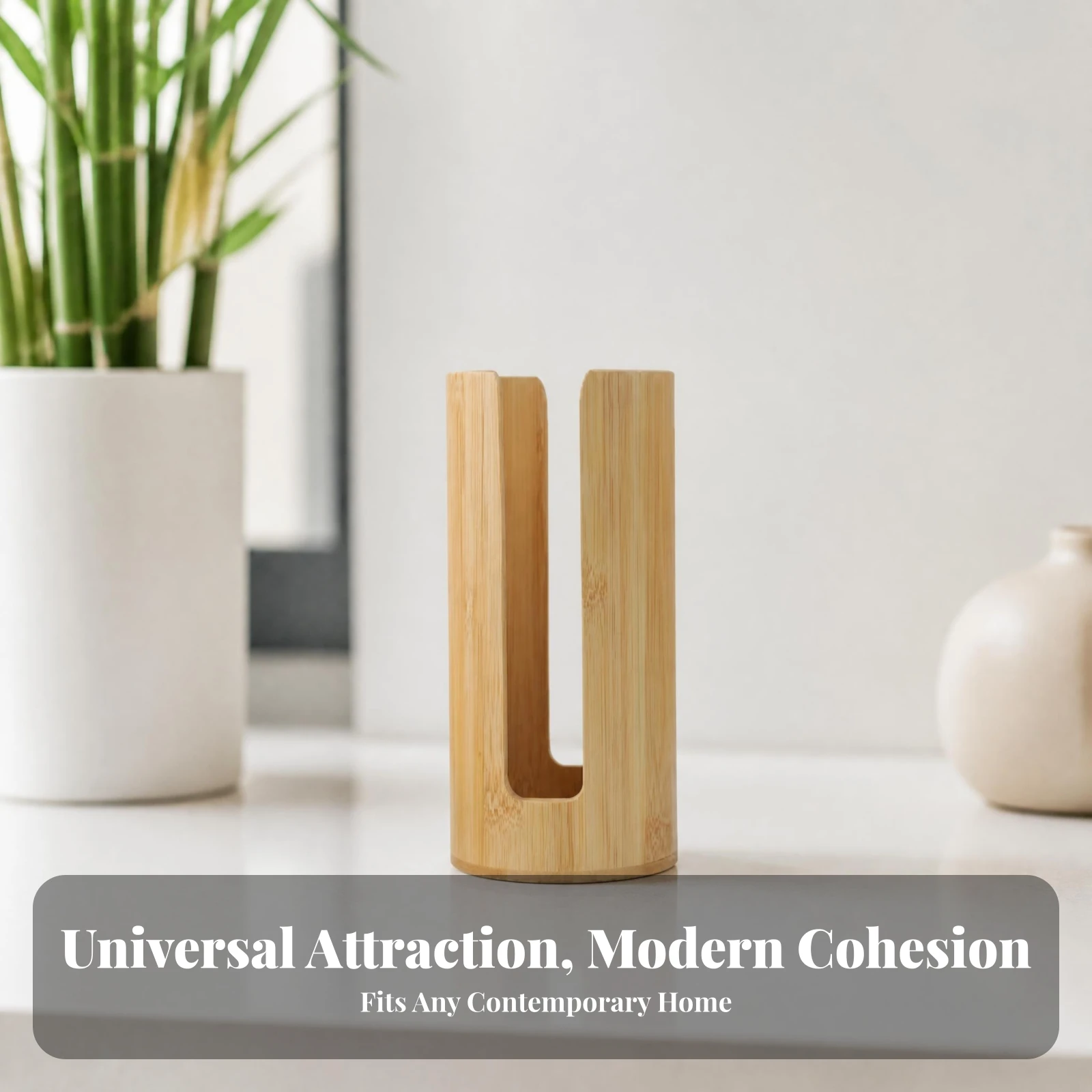 Cylindrical Storage Rack Open Slot Bamboo Storage Rack Home Organizer Rounded Edges Hollow Design for Countertop