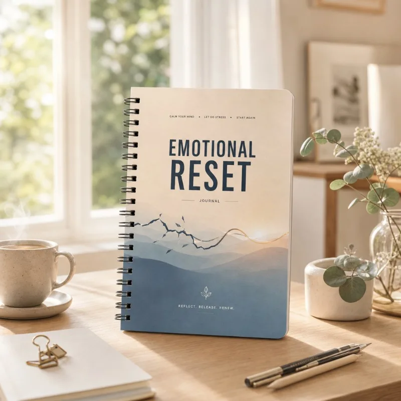 Emotional Reset Journal Spiral Notebook Stress Relief Workbook Anxiety Relief Mental Health Planner Self Care Daily Reflection