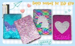 Sequin Secret Diary for Girls, 8.5x5.5 Inches 160 Lined Pages Different Design Reversible Sequin Kids Journal for Teenages