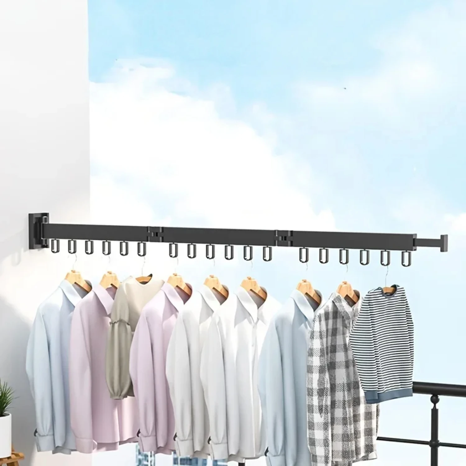 onvenient and space-saving foldable clothes hanger for easy storage, efficient innovative retractable wall mounted clothes dryin