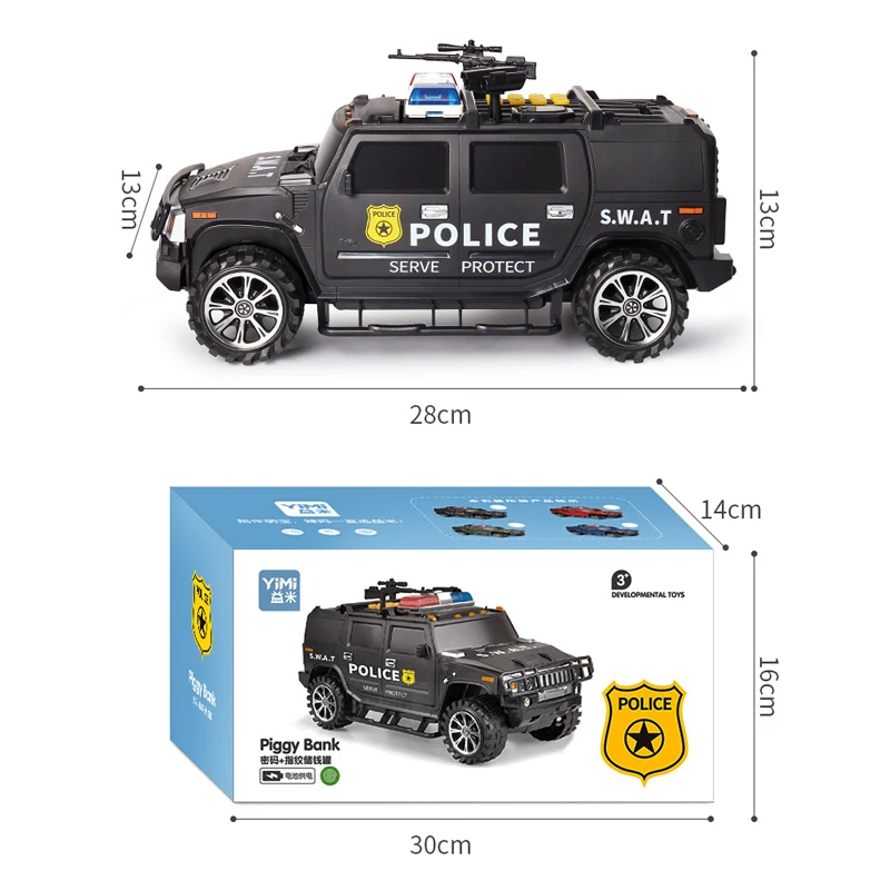 Jouet de camion de transport d'argent créatif, empreinte digitale multifonctionnelle, mot de passe, simulation de tirelire, effet sonore d'achat, modèle de camion