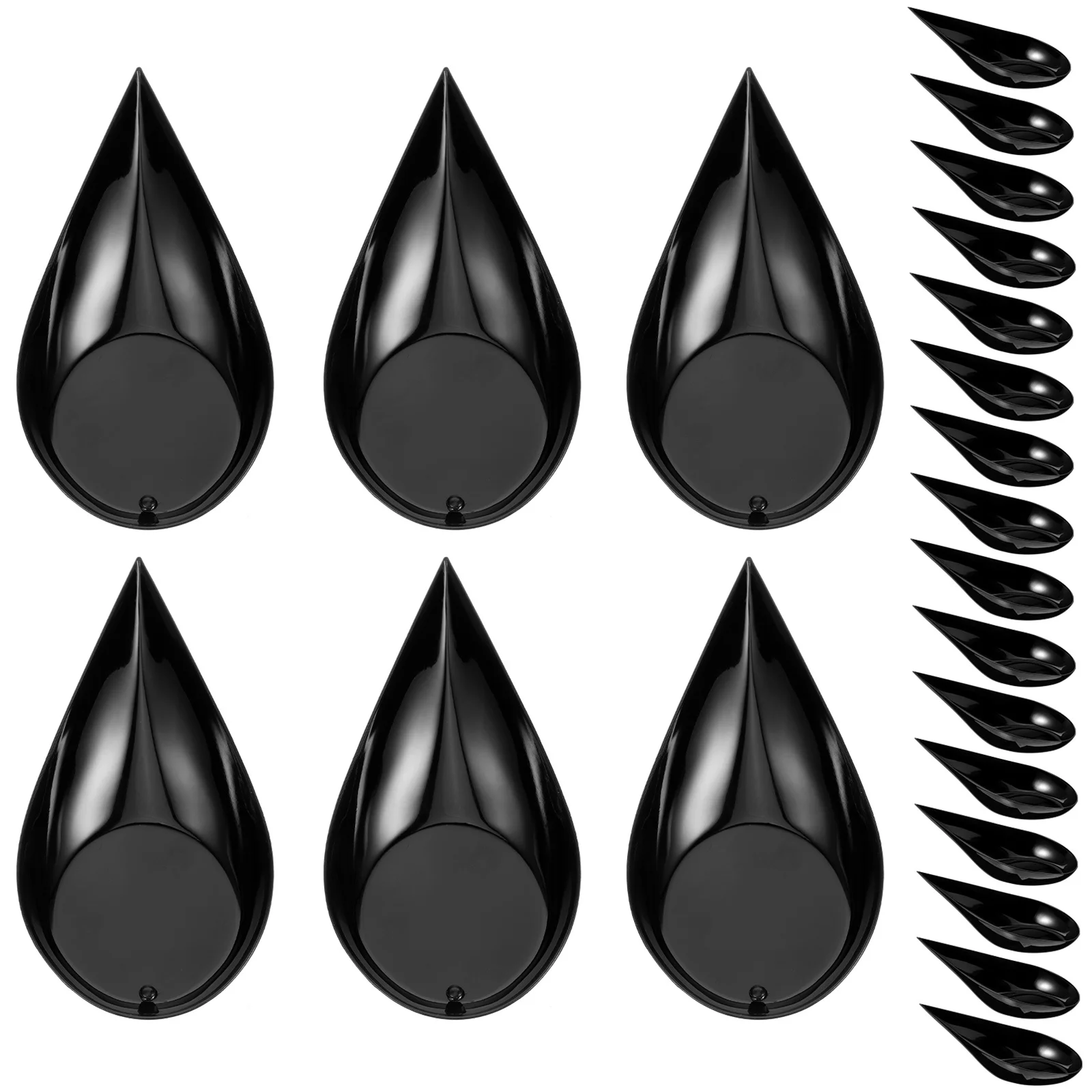 

100Pcs Black Water Drop Dessert Plates Creative Serving Plate for Candy Party Catering Supplies Kitchen Item