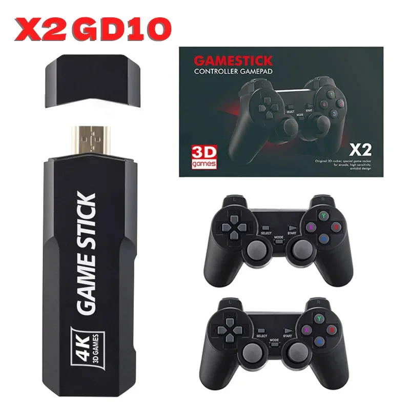 

GD10 Game Stick 64G 128GB Retro Gamepad 2.4G Wireless Controllers 4K HDMI Output 40+Simulators 40000+Games Build In