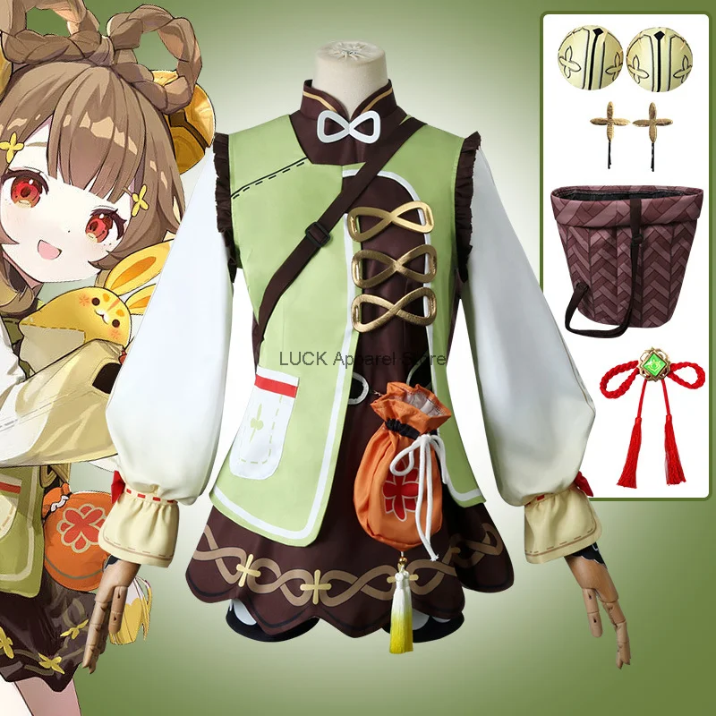 Game Genshin Impact Cosplay Costume Female Yaoyao Cosplay Women's Yaoyao Game Clothes Backpack Animation Suit Cute Luolita Dress