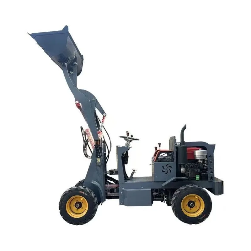 Four-cylinder diesel four-wheel drive small forklift loader household bulldozer engineering breeding small electric loader