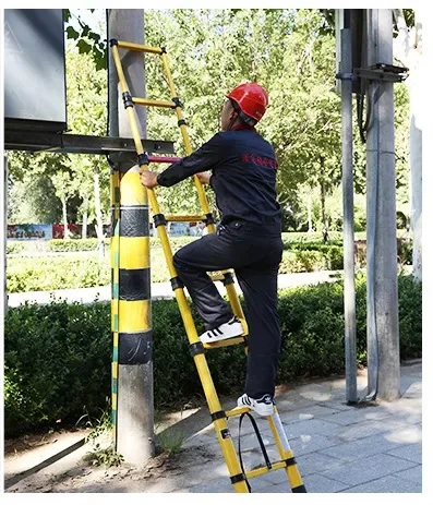 3.5m High Voltage Fiberglass FRP Insulated Extension Ladder Light Weight for Electric Station Rescue Work in Construction