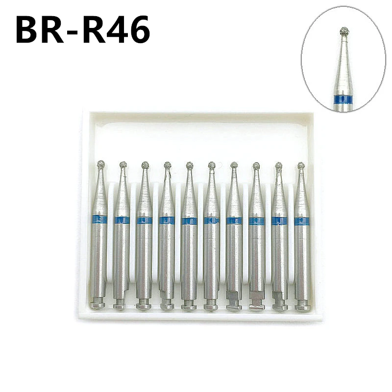 

10x Dental Diamond Burs For RA 2.35mm Shank Handpiece Polisher Round Head Low Speed Drills BR-R46