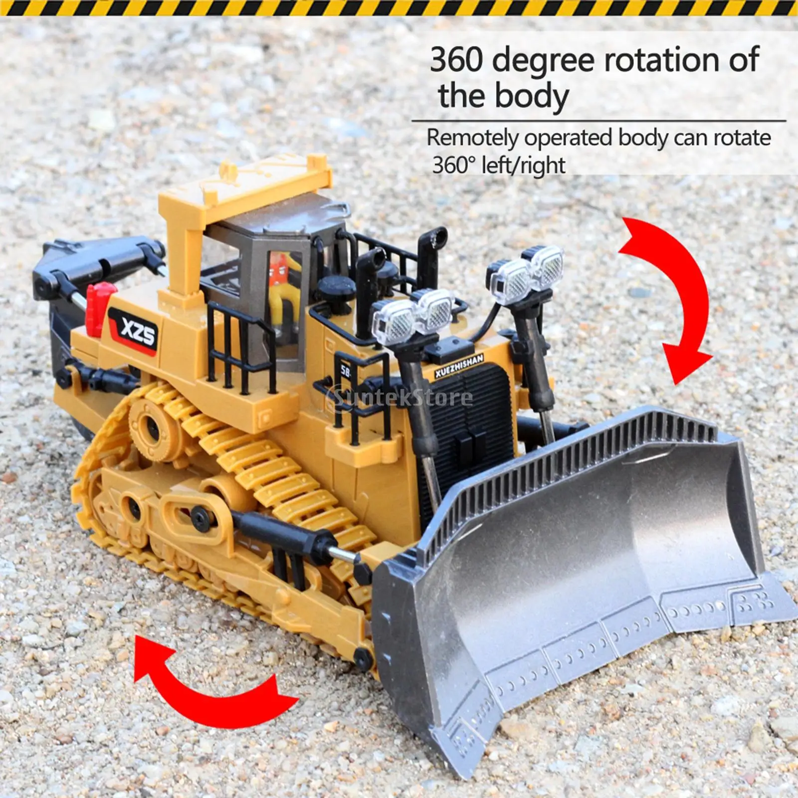 2.4Ghz RC Bulldozer 1/24 with Light & Sound Construction Diecast Engineering Car Dump Excavator Plastic/Alloy for Child‘s Gifts