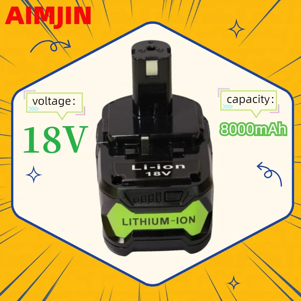 

For Ryobi cordless Power Tool BPL1820 P108 P109 P106 P105 P104 Newest 18V 8.0Ah Li-ion Rechargeable Battery