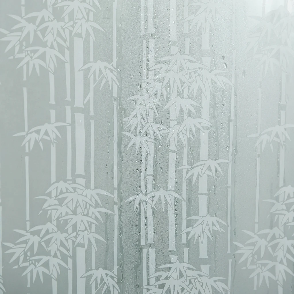Elegant Vertical Bamboo Silhouette Window Film Self-Adhesive Frosted Privacy Protection Waterproof Oil-Proof Anti UV Heat