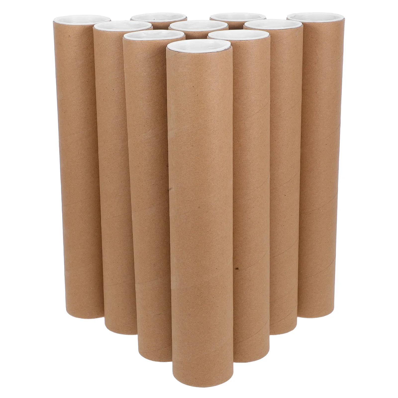 

10Pcs Kraft Mailing Cardboard Tubes White Caps Secure Closure for Shipping Storing Posters Artwork Documents Packing Supplies