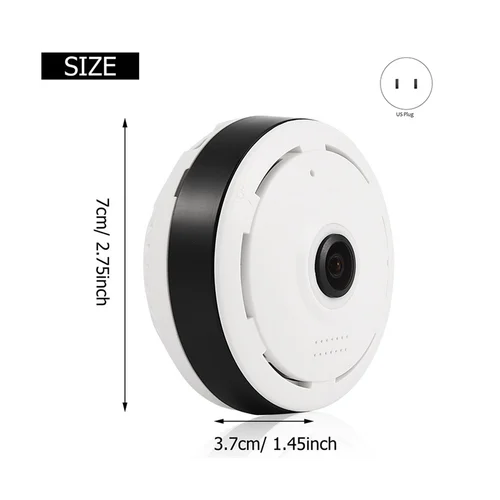 Imagen 2 del producto Cámara CCTV panorámica de 360 grados, Wifi, 1080P, HD, inalámbrica, VR, Control remoto, vigilancia, P2P, enchufe estadounidense