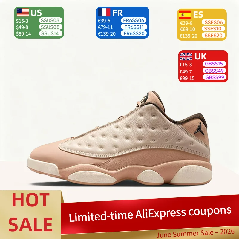 Nike Jordan Air Jordan 13: Tênis de basquete retrô de cano baixo, confortáveis, para o dia a dia, antiderrapantes e duráveis para homens – Bege HV6922-100