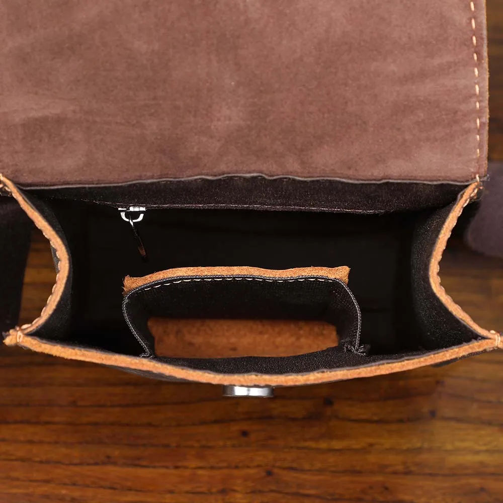 Vintage Echtleder Herren-Umhängetasche aus Crazy-Horse-Leder, Mini-Handytasche für Schlüssel und Karten – Detail 18