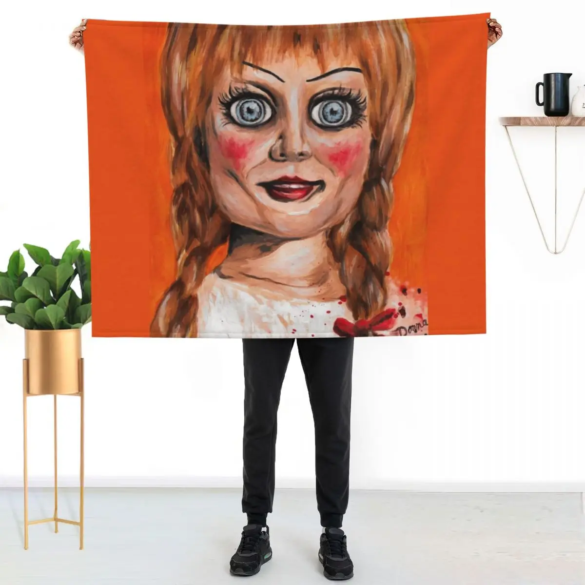 

Annabelle Horror Doll Throw Blanket Portable Lightweight Blanket for Travel Camping