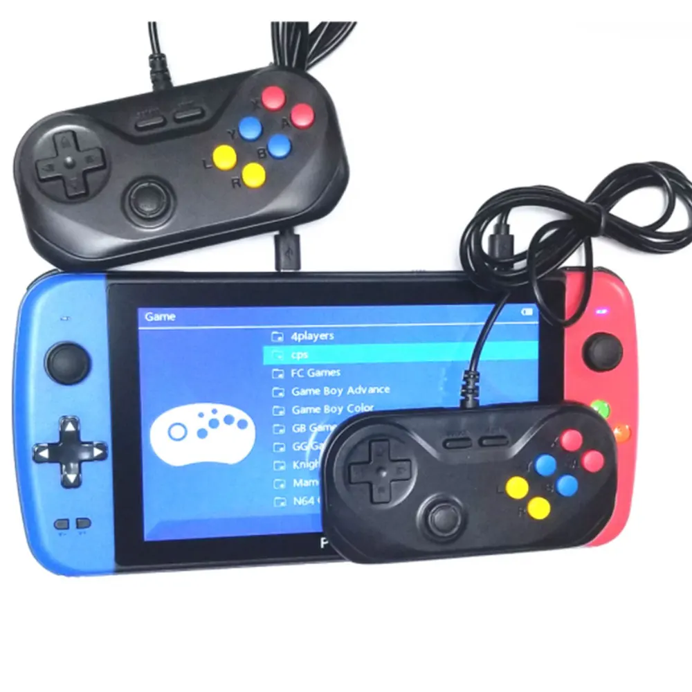 Q900 7 inch Handheld Portable Game Console with 2 gamepads 64/128GB 5000 free games 100 ps1  for MAME/CPS/SegaMD