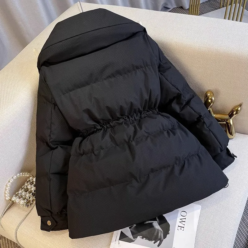 Winter Kurze Stehkragen Verdicken Brot Jacke Puffer Ottwear frauen Jacke Kordelzug Baumwolle gefütterte Kleidung Unten Mantel Parkas