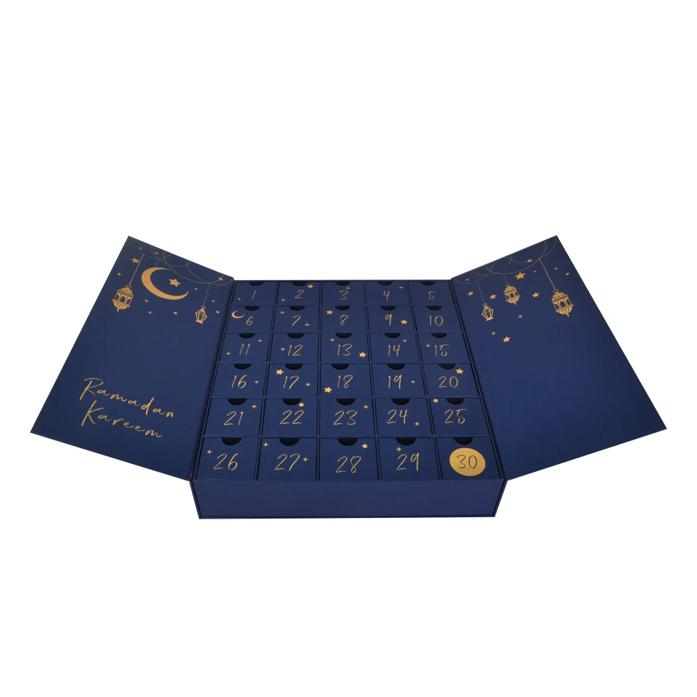 Customized queryAdvent Calendar Gift Box Packaging RTS Factory Wholesale Christmas Candle Use Glossy Lamination Varnishing Foil