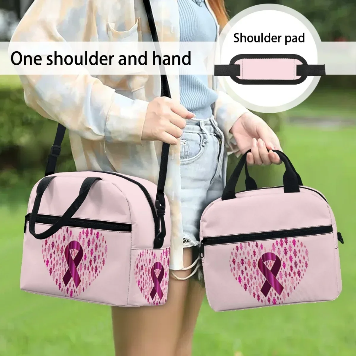 

FORUDESIGNS Sac Lunch Pink Cancer Theme Женский термобокс для завтрака Легкие стильные термосумки-холодильники Аксессуары Marmita