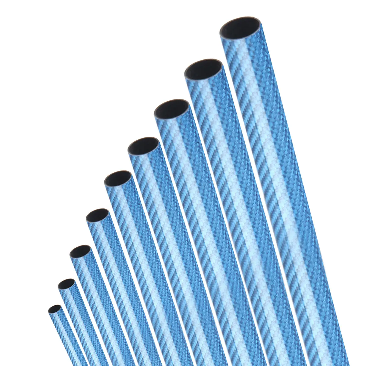 2Pcs Color Carbon Fiber Tube 3K Glossy Surface 1000mm Length Blue Red Silver Color Various Sizes