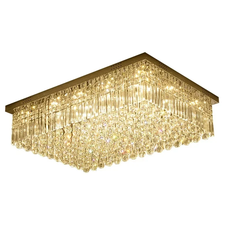 Plafonnier LED en cristal rectangulaire et carré, lampe de salon, luminaires luxueux, restaurant moderne, chambre à coucher, décoration d\'intérieur