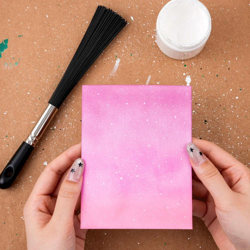 

Плоская/круглая кисть для брызг Абстрактная художественная кисть для добавления плит, брызг для DIY Скрапбукинг, ремесленные проекты, легко