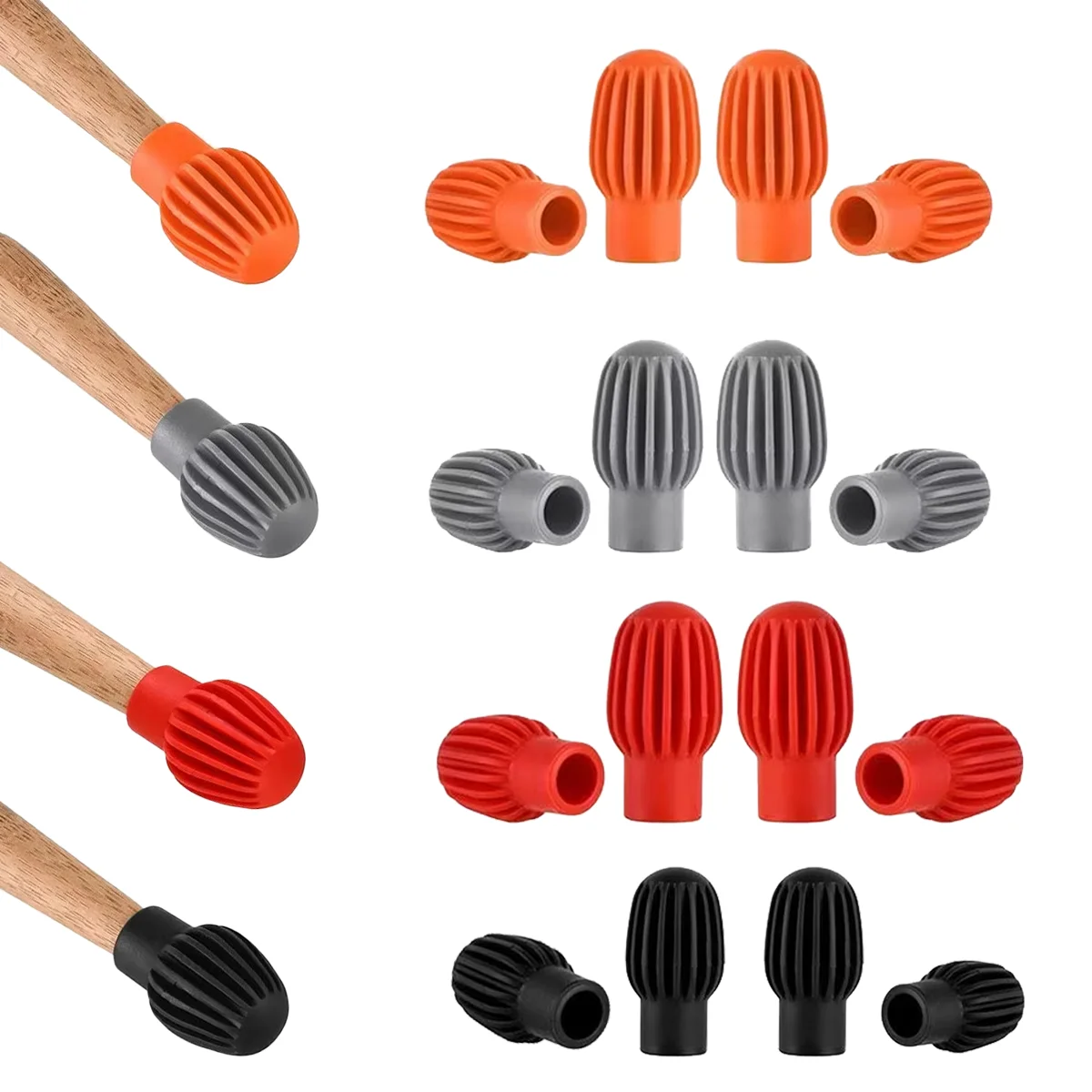 Miwayer 2/4/8PCS Drum Mute Silicone Sleeves, Weakened Sound Silencers, Drumstick Head Rubber Covers for Quiet Drumming Practice