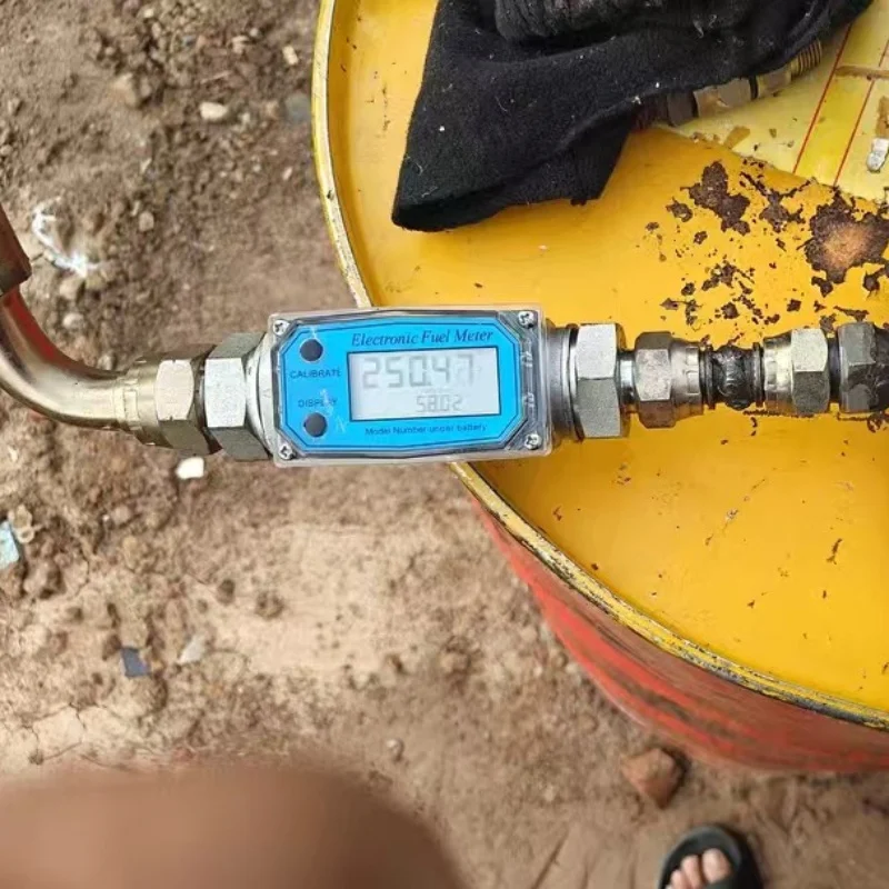 K24 Aluminum Alloy Digital Liquid Flow Meter, Stainless Steel Turbine Flow Sensor for Diesel Methanol Water