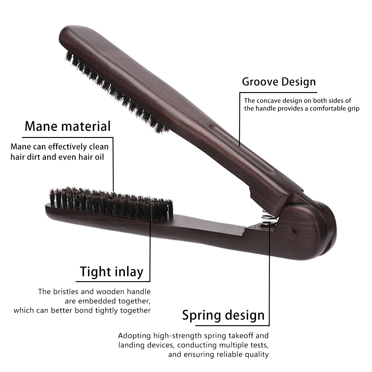 Wooden Hair Straightening Comb Hairdressing Comb, Practical Double Sided Brush Using with Dryer for Making Smoother