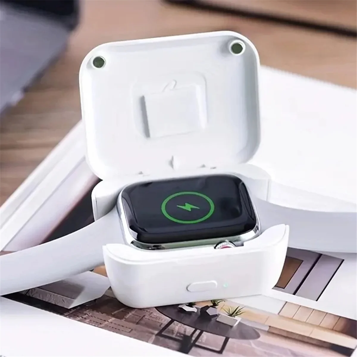【¡Último lanzamiento!】Cargador inalámbrico magnético para Watch Series 1-9 SE - Estación de carga rápida Power Bank de 750 mAh con puerto USB-A