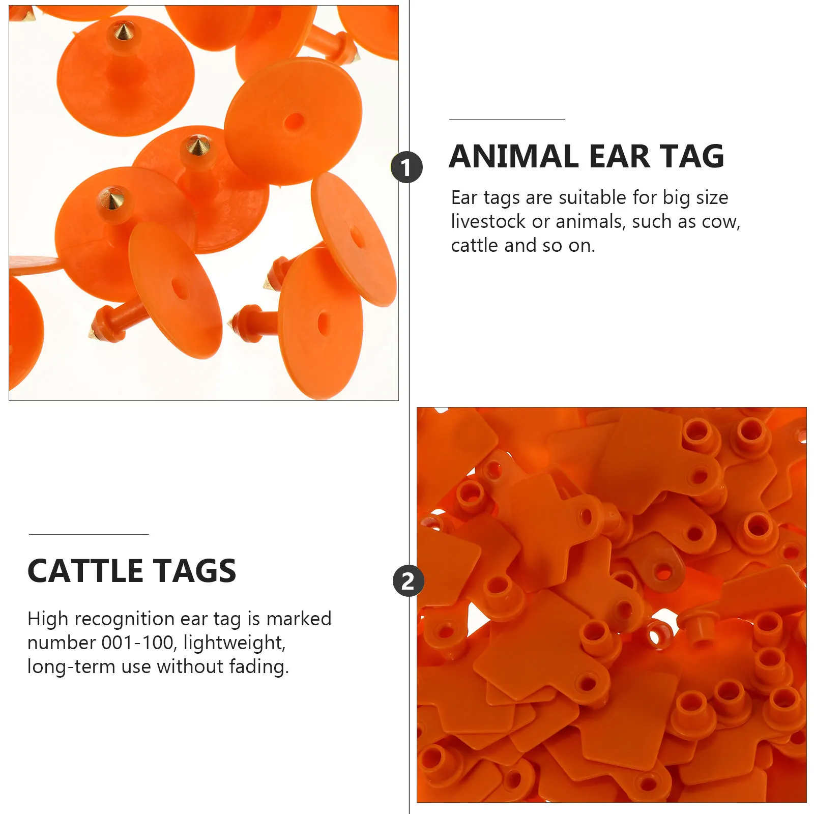 100Pcs Durable Tpu Pig Ear Tags Environmental Protection Safety Practical Easy to Use Heat Resistant Cold Resistant Not Easy to