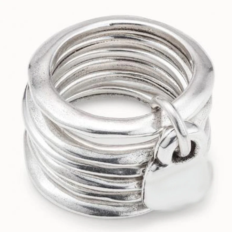 2022 New Fit UNO DE 50 Fashion Plated 925 Silver 14k Gold Charm Ring Niche Jewelry Gift
