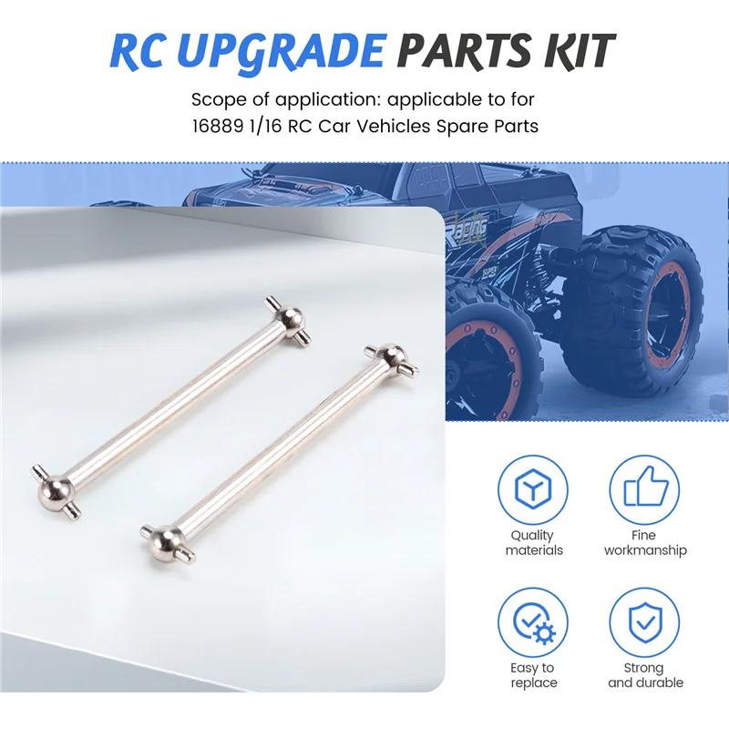 TNKIG-2PCS Metalowy tylny wał napędowy Akcesoria do zdalnie sterowanych samochodów HBX 16889 1/16 RC Części zamienne do pojazdów samochodowych