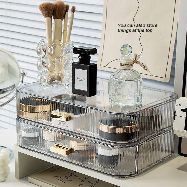 Luxury Drawer Storage Organizer Holder Cosmetics Desktop Compartment Table Storage Rack Skin Care Brush Case Lipstick Makeup Bag