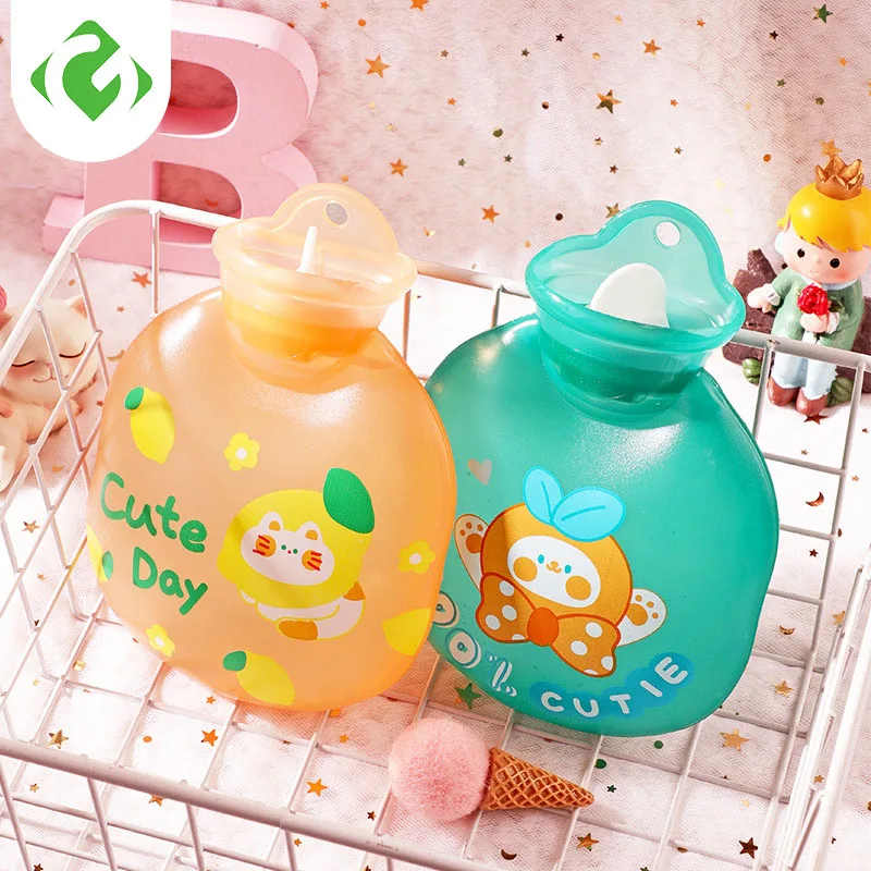 Color Changing Hot Water Bag Portable Cartoon Thick Hot Water Bottle Injection Bags for Warming Hands and Feet Hot and Cold Mini