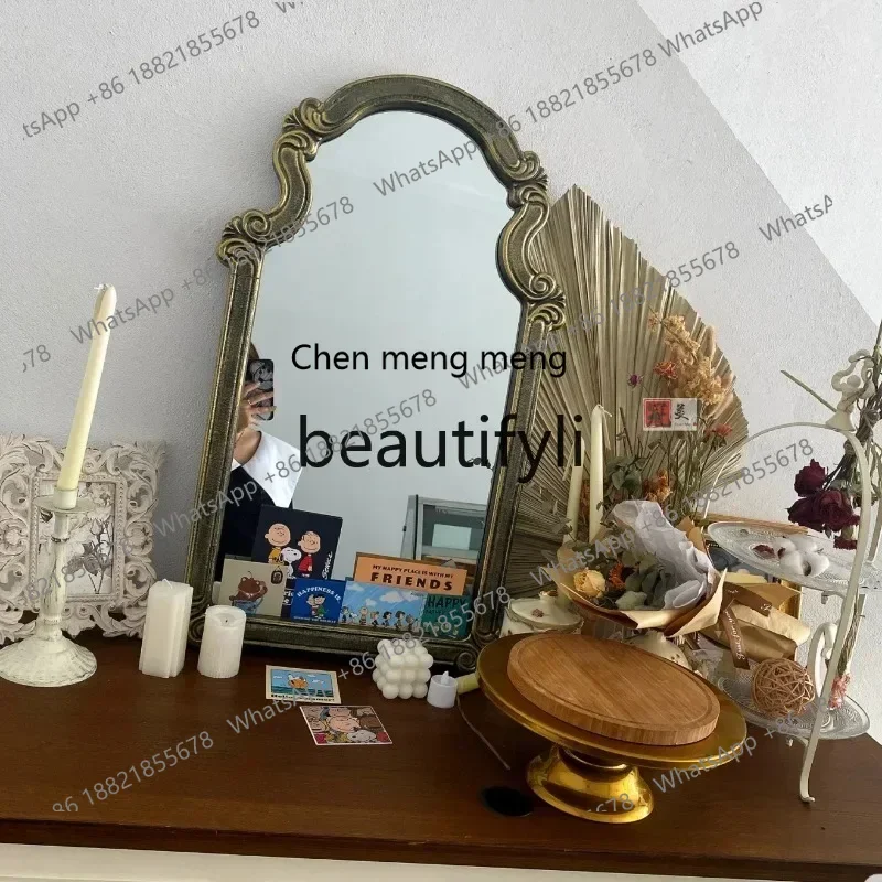 

SS S7486 French retro dressing desktop makeup mirror American living room fireplace decorative mirror European bathroom bathroom