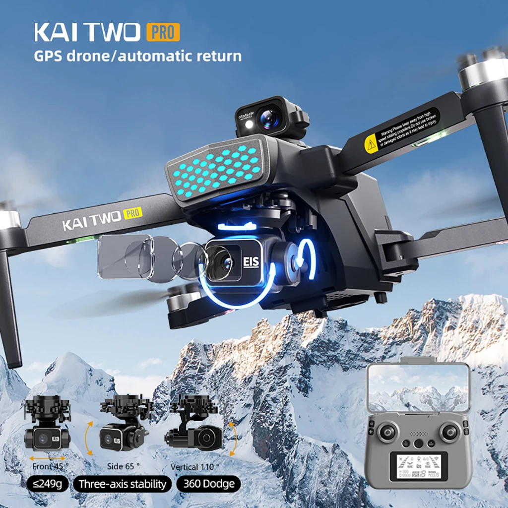 Kai-GPS 2プロのリモートコントロールドローン,4Kプロ,8kアクスル,3軸,自己安定化,HDカメラ,360 ° ろ過,ブラシレスドローン