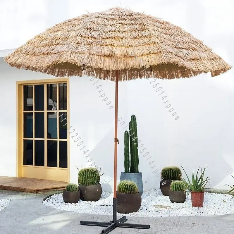 Leisure  Thatch  Scenic Area  Pastoral Beach Straw Umbrella Large Outdoor Sunshade Folding Sun