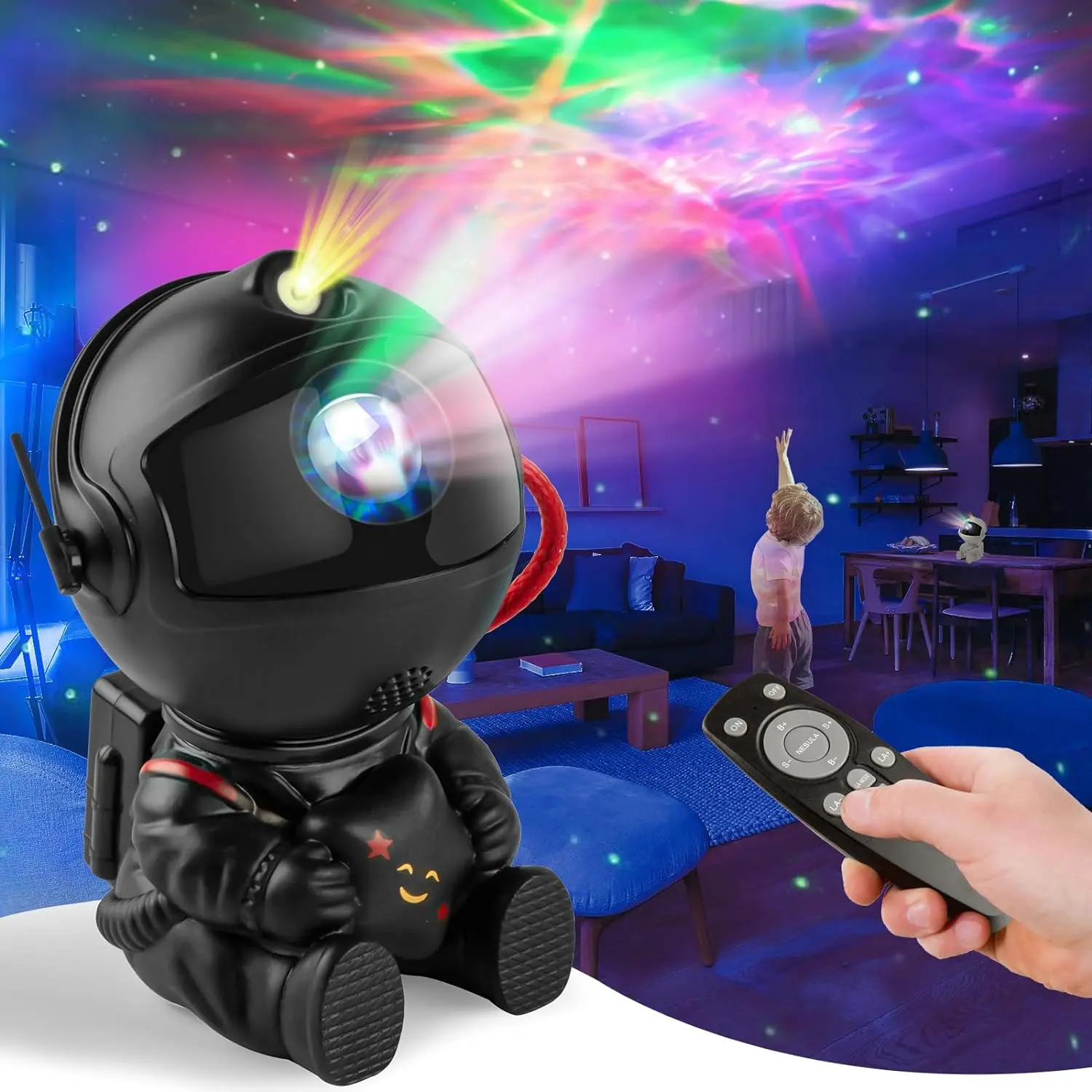 Galaxy Star Projector Cute Rabbit Moon Bunny Starry Sky Projector Astronaut Night Lamp For Bedroom Kids Room Theater Decoration