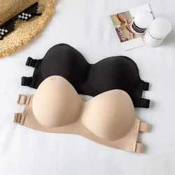 Women Beautiful Back Without Rims Comfortable Sexy Anti-Lighting Invisiblle Strapless Gathered Bra Tube Top