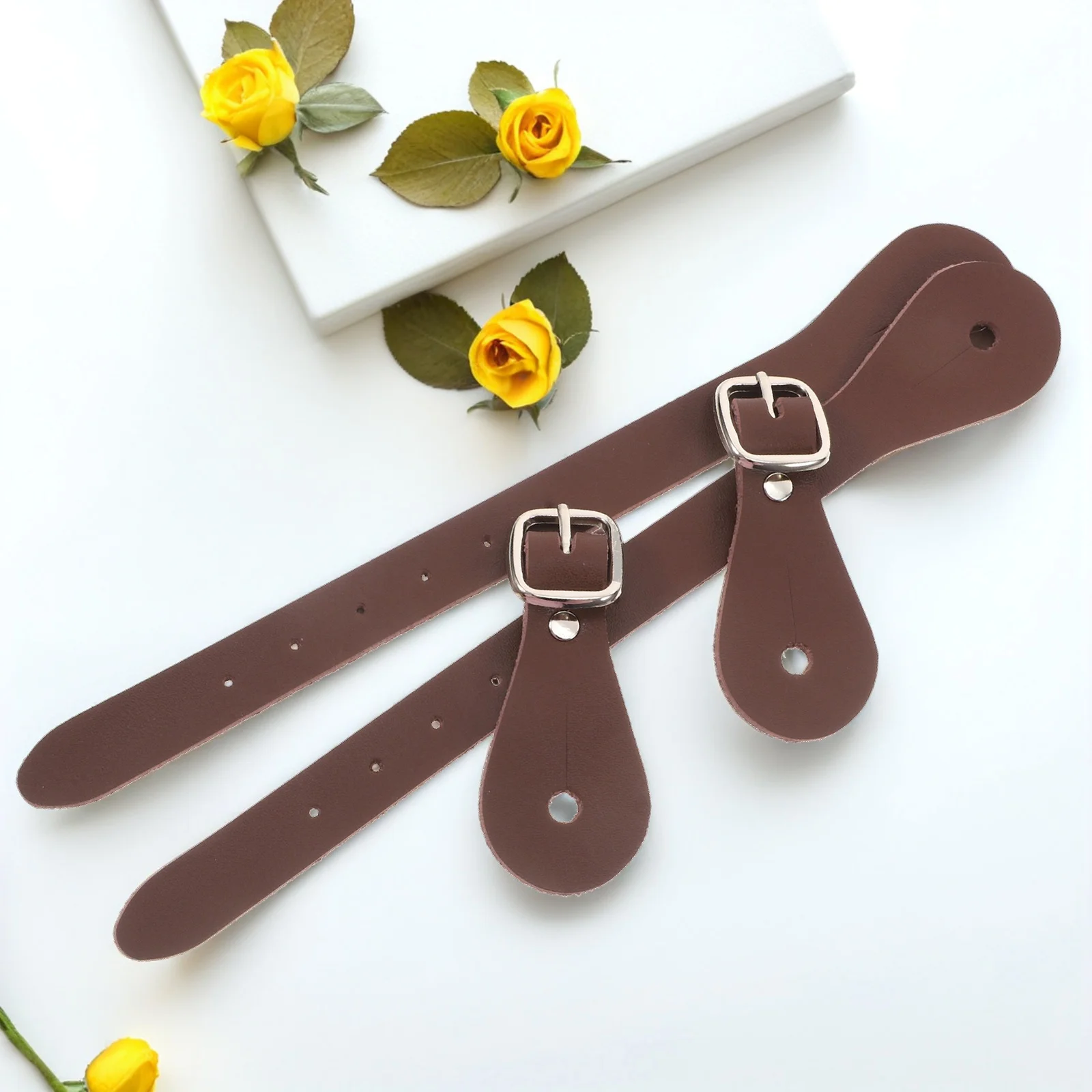 2 قطعة أشرطة ركوب قابلة للتعديل للحصان النمط الغربي Pu Spur حارس كعب الأشرطة دائم معدات الفروسية التدريب في الهواء الطلق #3