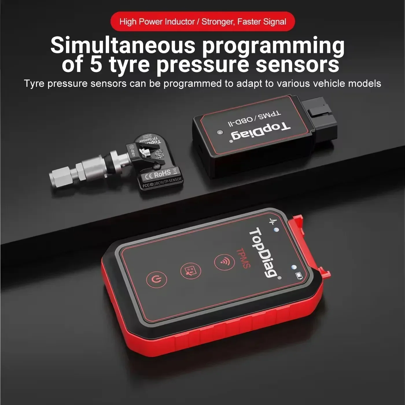 TopDiag PS001 Auto-TPMS-Diagnose-Service-Tool, aktivieren, löschen Sensoren, Programm, TPMS, OBDII-Kit, Reifendruck-Matching-Instrument